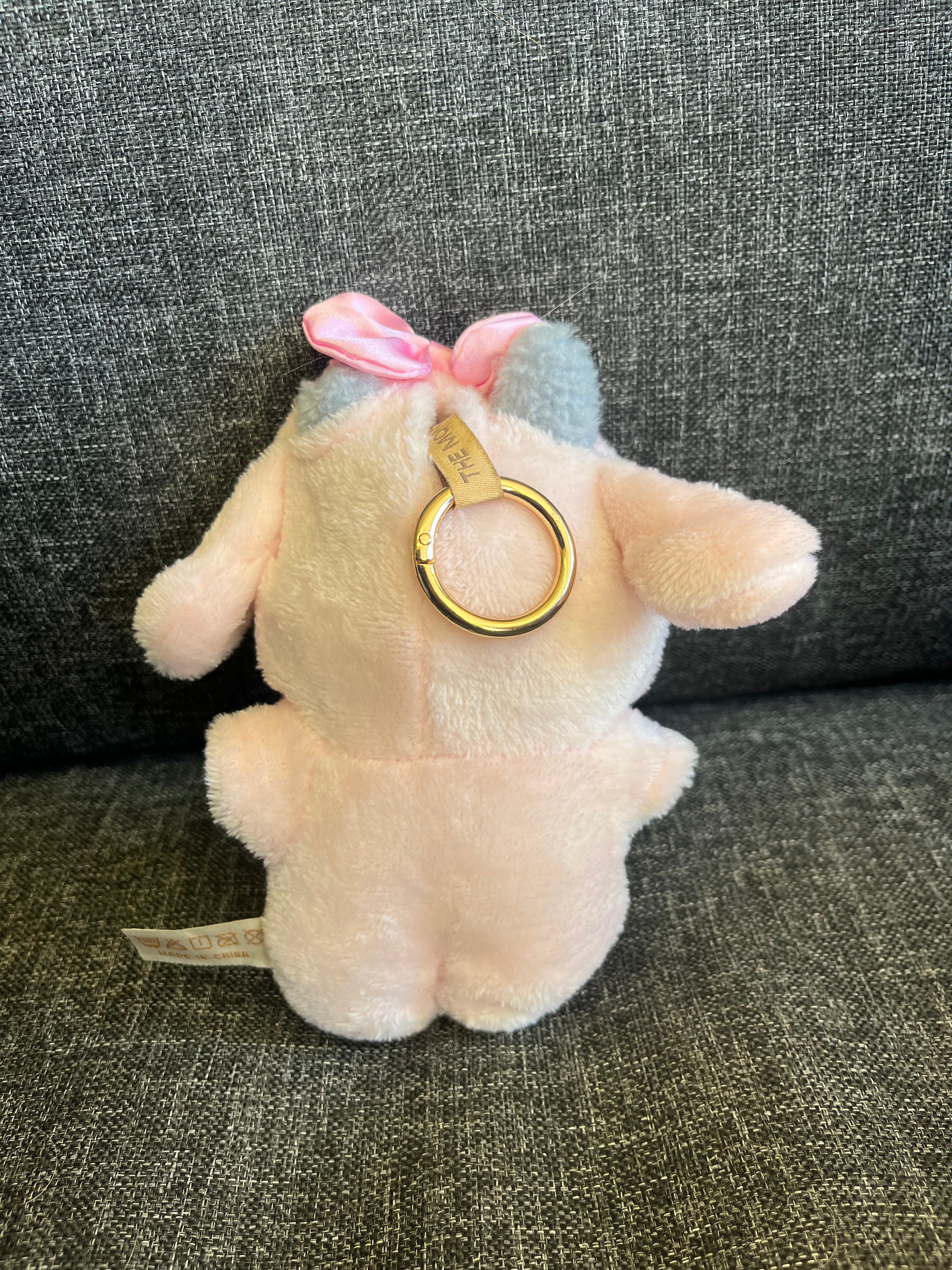 Labubu Fuzzy Pink Bunny Bow Hooded Onesie